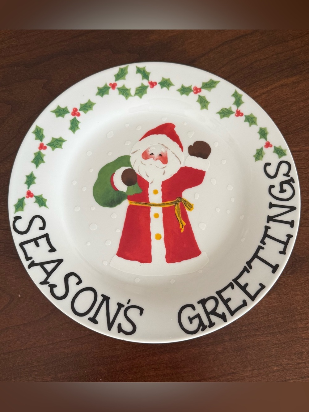 1998 LTD Commodities 9” Ceramic "Season's Greetings" Santa Claus Christmas Plate